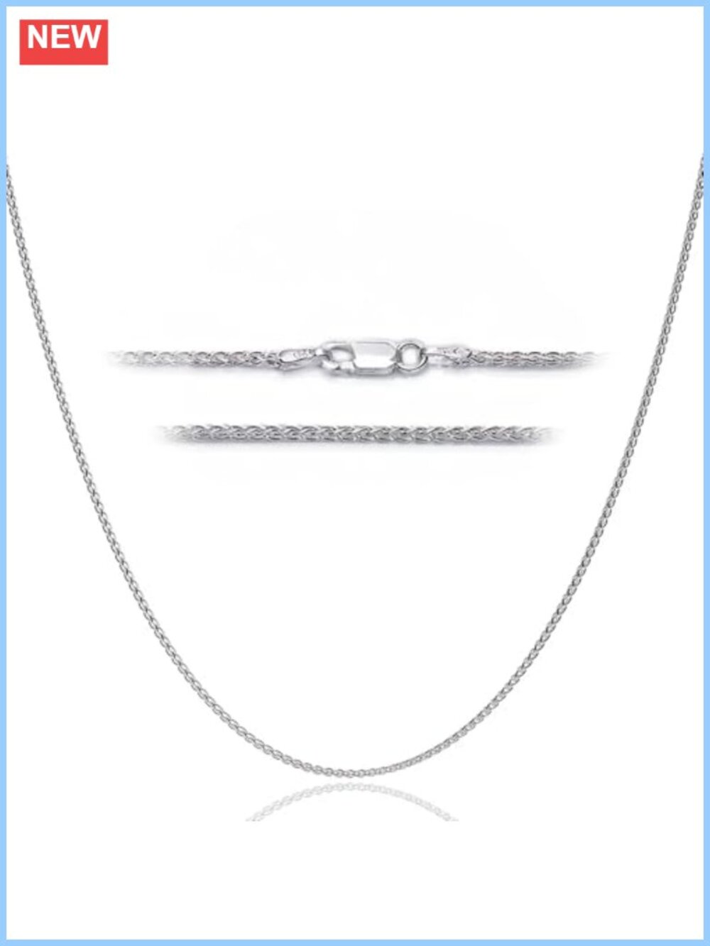 925 Sterling Silver Spiga Wheat Chain Necklace 18" Lobster Clasp Italy